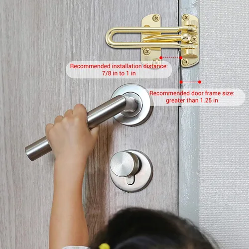 Miniatura 4 de WellMade Pestillo de bloqueo de puerta de barra oscilante, pestillo de seguridad de puerta para seguridad de los niños y seguridad del hogar, cierre