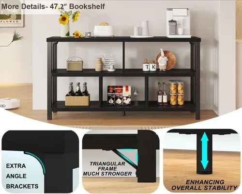 Miniatura 6 de IBF Estantería horizontal con forma de cubo, estantería abierta moderna industrial, organizador de almacenamiento de 5 cubos para el hogar, estante