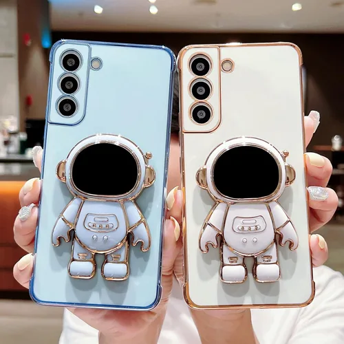 Miniatura 4 de phylla Funda para Samsung Galaxy S22 5G 6.1" Funda de teléfono de lujo con chapado de astronauta, soporte, lindo patrón pequeño de corazón de amor