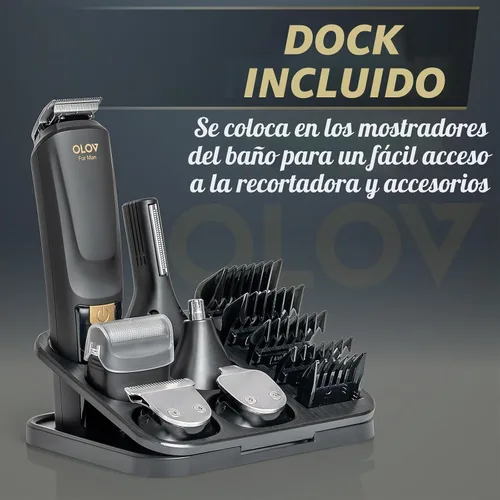 Miniatura 5 de OLOV For Man Cortadora de barba, kit de aseo todo en uno para hombre de 21 piezas y cortapelos, nariz, oído, cuerpo y cara, maquinilla de afeitar