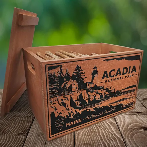 Miniatura 7 de Better Wood Products Edición Limitada Serie Protege Los Parques Encendedor de Fuego de Leña Natural Fatwood, Caja de Madera de 13 Libras, Caja Acadia
