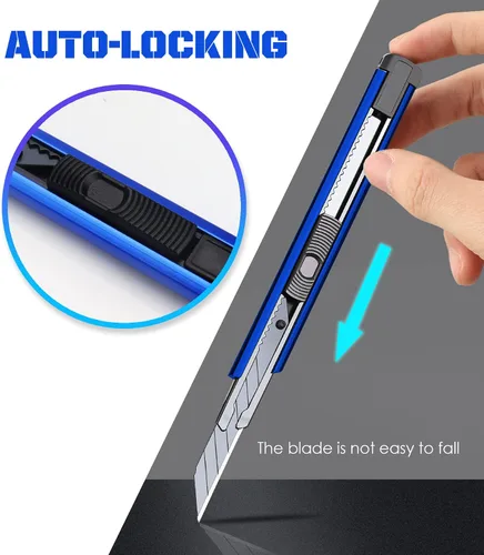 Miniatura 2 de URASISTO Paquete de 6 cuchillos utilitarios retráctiles con hoja de 30 grados a presión bloqueable con bloqueo de tarjeta, cuchillo cortador con 20