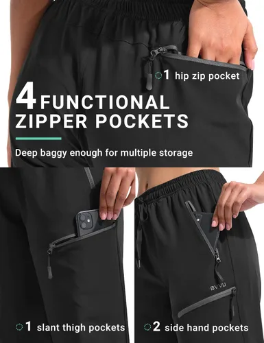 Miniatura 2 de BVVU Pantalones cargo capri de senderismo para mujer, ligeros, de secado rápido, pantalones deportivos impermeables para exteriores, pantalones