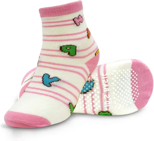 Miniatura 4 de Tphon 12 pares de calcetines antideslizantes con agarre en la parte inferior antideslizante, de algodón antideslizante para niños, niñas, niños