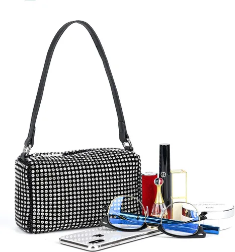 Miniatura 3 de Bolso de mano de noche con cristales brillantes para mujeres y niñas, bolso cruzado brillante para boda, graduación, fiesta, club, bolsos de mano