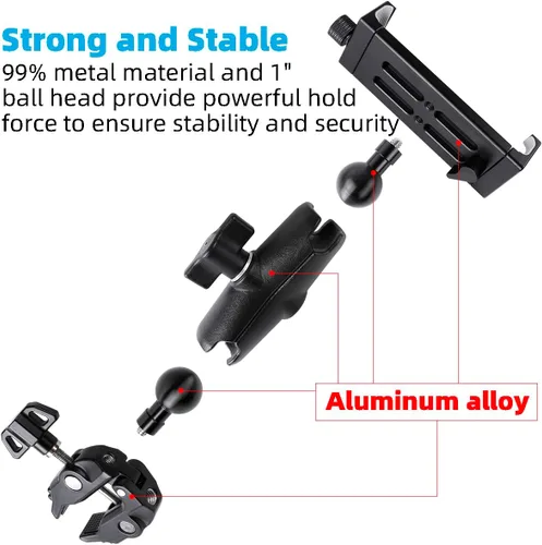 Miniatura 3 de Soporte de aluminio para tableta para soporte de micrófono, montaje lateral para todos los iPad, giratorio 360 con súper abrazadera compatible