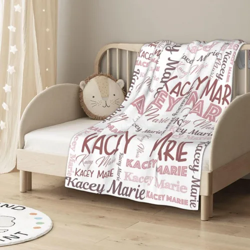 Miniatura 2 de Manta personalizada para bebés, niñas, niños, mantas personalizadas con nombre para niños, artículos para cuna Melocotón