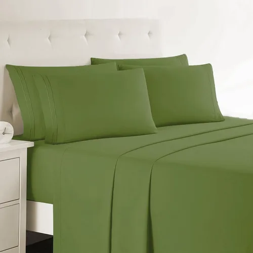 Miniatura 22 de Clara Clark - Juego de sábanas King con Flex Top, 6 piezas - Sábanas de lujo para cama King con cabeza dividida, juego de cama súper suave, King