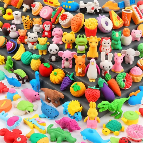 Miniatura 11 de Arscniek Paquete de 40 gomas de borrar 3D para rompecabezas de animales y alimentos para niños, gomas de borrar de lápiz mini desmontables