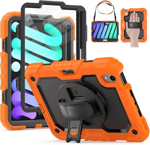 Miniatura 9 de HXCASEAC Funda para iPad mini 7 (A17 Pro)/iPad mini 6 de 8.3 pulgadas, protección de cuerpo completo con correa de transporte, correa de mano