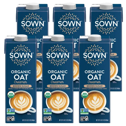 SOWN Crema de Avena Orgánica Azúcar Morena - Leche de Avena Barista Crema de Café Sin Lácteos - A Base de Plantas, Sin Lácteos, Vegana, Sin Gluten,