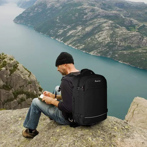 Miniatura 6 de Asenlin 40L - Mochila de viaje para mujeres y hombres, para laptop de 17 pulgadas, aprobada para vuelo, resistente al agua, mochila