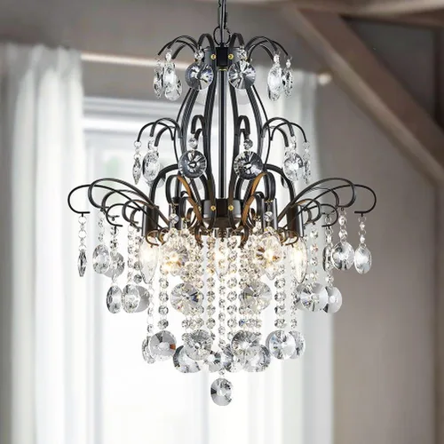 Miniatura 10 de WUZUPS Candelabro colgante de cristal con 5 luces, lámpara de techo moderna para dormitorio, pasillo, bar, cocina, baño, 20.3 pulgadas de alto