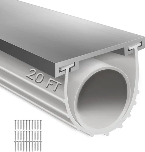 Miniatura 12 de Sellos de goma inferior de goma para puerta de garaje con kit de base de retención de riel de aluminio preperforado, forma de U de alta resistencia