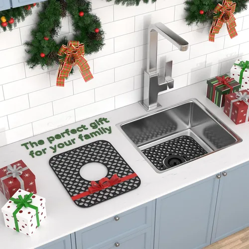 Miniatura 7 de TOOVEM - Tapetes para fregadero de cocina, 2 unidades, antideslizantes, resistentes al calor, alfombrillas protectoras de fregadero de silicona