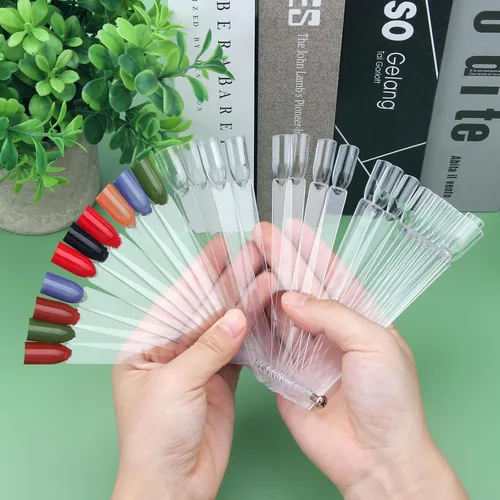 Miniatura 6 de AHIER Palitos para muestras de uñas, palitos Swatch, esmalte de uñas, en forma de abanico, puntas de arte de uñas falsas en gel para salón