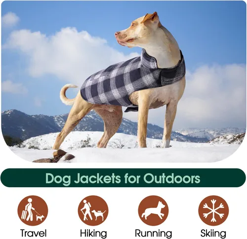 Miniatura 5 de Kuoser - Abrigo de invierno para perro reversible de estilo británico, abrigo de clima frío para cachorros, ropa resistente al viento, chaleco