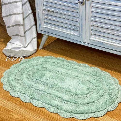 Miniatura 69 de Chardin home Alfombra de baño de ganchillo beige, alfombra de baño ovalada 100% algodón con borde de ganchillo artesanal hecho a mano, alfombra