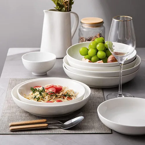 Miniatura 2 de Sweejar Tazones para pasta, platos llanos de cerámica, cuencos de ensalada de 25 onzas para servir, sopa, postre, pizza, fruta, filete, microondas