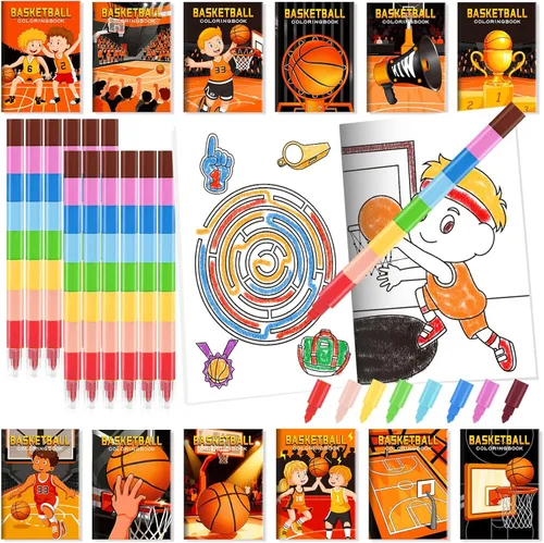 Miniatura 14 de BenLouis 24 mini libros para colorear del espacio exterior para niños con 24 crayones apilables, regalos de fiesta de astronautas, libros