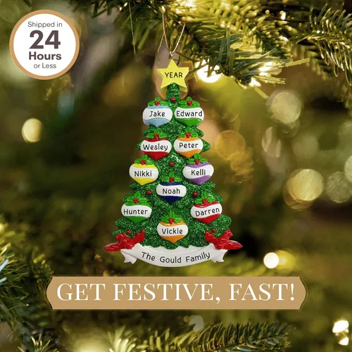 Miniatura 2 de Adorno Personalizado Grande para Familia de 10 Piezas 2025 Personalización Gratuita en 24h Adornos de Navidad para Árbol Recuerdo