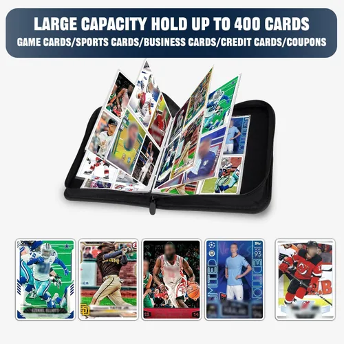 Miniatura 2 de Carpeta de tarjetas de béisbol de 4 bolsillos - Capacidad para 400 tarjetas con 50 fundas extraíbles Álbum de tarjetas deportivas y coleccionables