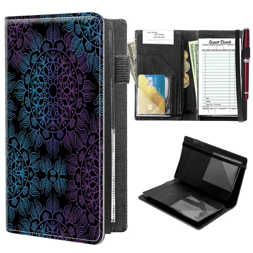 Miniatura 19 de Libretas de alto volumen para camareros, libro de servidor Forest Moon con 2 bolsillos expandibles de 9 x 5, libro de mesera lindo con bolsillo