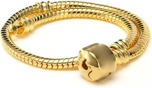Miniatura 7 de RUBYCA 10pcs 6.3" Color Oro Broche Europeo Serpiente Cadena Charm Pulsera Fit Charm Beads DIY