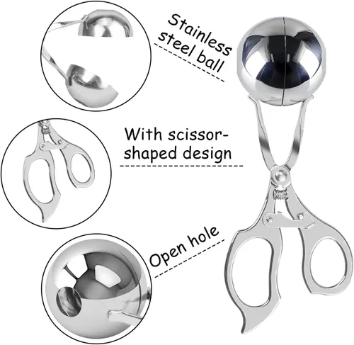 Miniatura 4 de DOERDO - Albóndigas de acero inoxidable para hacer albóndigas, herramienta para hacer albóndigas, para helado, cuchara, frutas, herramientas