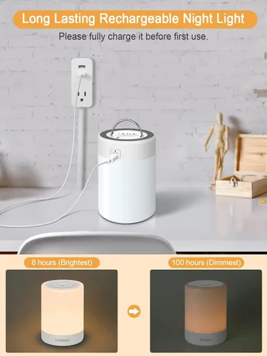 Miniatura 5 de Luz nocturna para bebé, lámpara de noche para lactancia materna, luz nocturna portátil para dormitorio de niños pequeños, lámpara de noche cálida