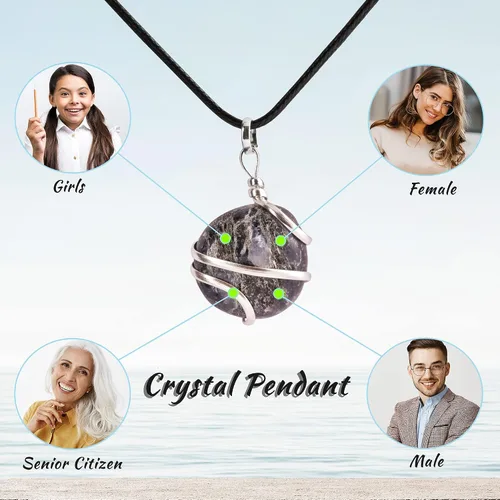 Miniatura 29 de PYOR Collar con colgante curativo de Reiki de cristal, gemas de buena suerte, prosperidad, riqueza, piedras preciosas naturales, collares de buena
