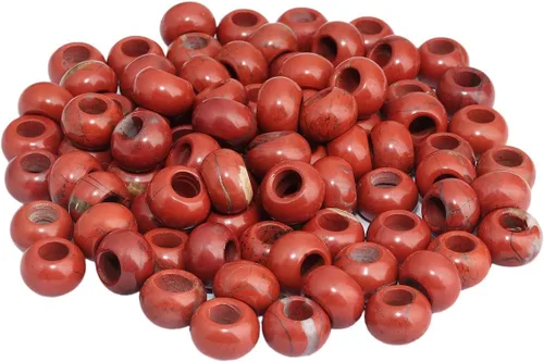 Miniatura 30 de SUNYIK Abalorios sueltos de jade amarillo con agujero grande (0.236 pulgadas), cuentas europeas para pulseras y joyas, paquete de 20 Jade