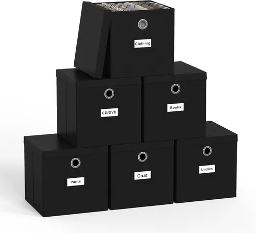 Pezin & Hulin Cubos de almacenamiento plegables de tela con tapas, cubos de almacenamiento plegables para organizador de armario, cajas de