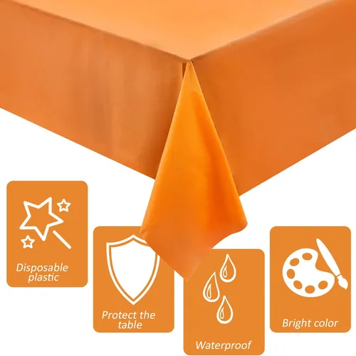 Miniatura 7 de Patelai 6 manteles de plástico desechables de Acción de Gracias para mesas rectangulares, manteles de mesa de otoño para Acción de Gracias y Naranja
