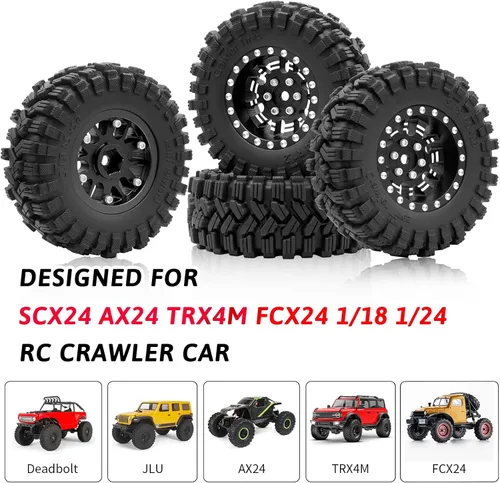 Miniatura 6 de OGRC 1.0 Plus (3.05 cm) Juego de Llantas y Neumáticos Beadlock 7mm de Desplazamiento Negativo, Llantas SS Super Suave y Adhesiva para TRX4M SCX24