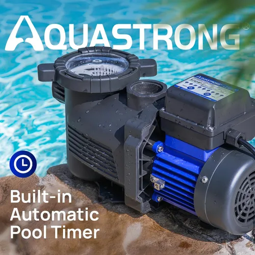 Miniatura 2 de Aquastrong Bomba de piscina sobre el suelo de 3/4 HP con temporizador, 115 V, 3800 GPH, adaptador de 1.25 y 1.5 pulgadas, alto flujo, potentes