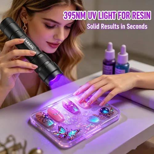 Miniatura 3 de Linterna de luz negra UV, luz negra ultravioleta LED de 395 nm para detección de manchas de orina de mascotas, detector de luz UV portátil