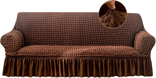 Miniatura 26 de Jeloris Funda Protectora Elástica para Sofá de Dos Plazas de Fácil Ajuste con Falda, Protector de Muebles Universal Duradero Lavable de Alta Beige