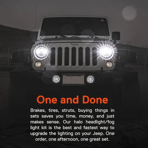 Miniatura 2 de TRUE MODS Faros LED de 7 pulgadas H6024 + luces antiniebla de 4 pulgadas para Jeep Wrangler JK Unlimited JKU Accesorios 2007-2018 [HALO DRL][Señales