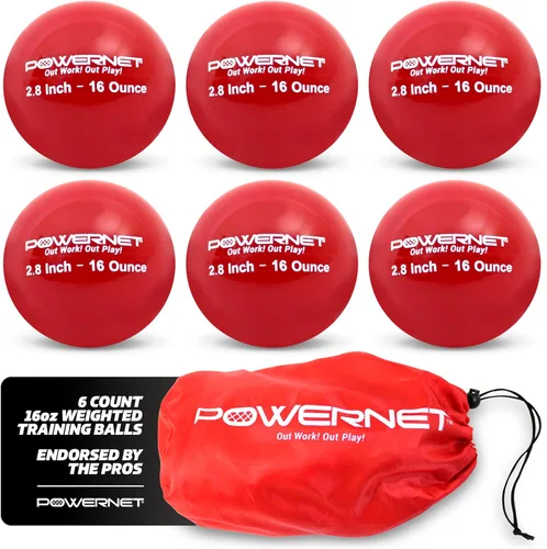 PowerNet Pelotas de béisbol con peso para entrenamiento de bateo, equipo de entrenamiento de béisbol para lanzar y batear, desarrollar músculo y 16