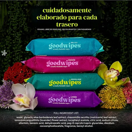 Miniatura 6 de goodwipes Toallitas Desechables por el Inodoro para el Trasero - Toallitas Húmedas Extra Grandes para Adultos para Mujeres y Hombres - Esenciales