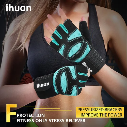 Miniatura 5 de ihuan - Guantes de entrenamiento con ventilación, unisex, protección completa de la palma de la mano; para levantamiento de pesas, entrenamiento