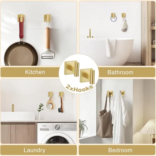 Miniatura 5 de TURS Juego de 5 piezas de accesorios de baño de oro cepillado de 23.6 pulgadas, juego de toallero de acero inoxidable SUS304 montado en la pared