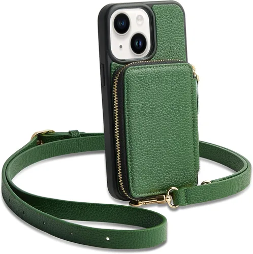 Miniatura 17 de ZVE funda tipo cartera bandolera para iPhone 13 Pro Max (6.7 pulgadas) y tarjetero con cremallera e interferencia de radiofrecuencia, monedero