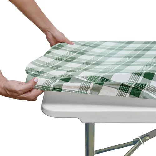 Miniatura 12 de NLMUVW - Mantel redondo de vinilo con borde elástico 100% impermeable y a prueba de aceite, mantel de PVC fácil de limpiar para interior y exterior