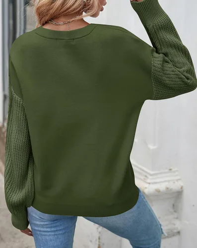 Miniatura 6 de ZESICA Women's 2023 Fall Long Sleeve Crew Neck Solid Color Cable Knit Chunky Casual Oversized Pullover Sweater Tops