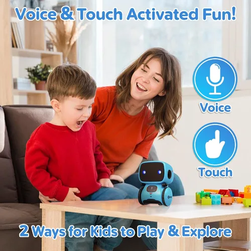 Miniatura 3 de Contixo R1 Juguete robot para niños, robots inteligentes interactivos azules con control de voz, que hablan, bailan, aprenden, sensor táctil