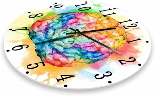 Miniatura 2 de Reloj de pared acrílico colorido cerebro spray pintura anatomía impreso reloj de pared médico oficina decoración relojes cuarzo silencioso reloj