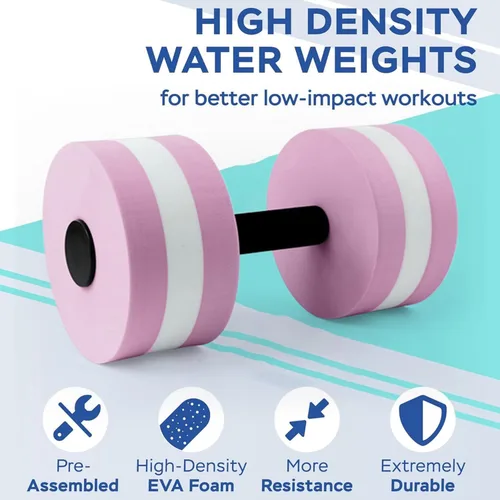 Miniatura 4 de Mancuernas de agua para ejercicio aeróbico de agua, mancuernas de espuma de resistencia para piscina, mancuernas acuáticas de EVA, barra de yoga