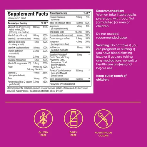 Miniatura 7 de Nature's Way ¡Alive! 50 Plus Tabletas multivitamínicas completas para mujeres, vitamina diaria para mujeres de 50 años, apoya la función saludable